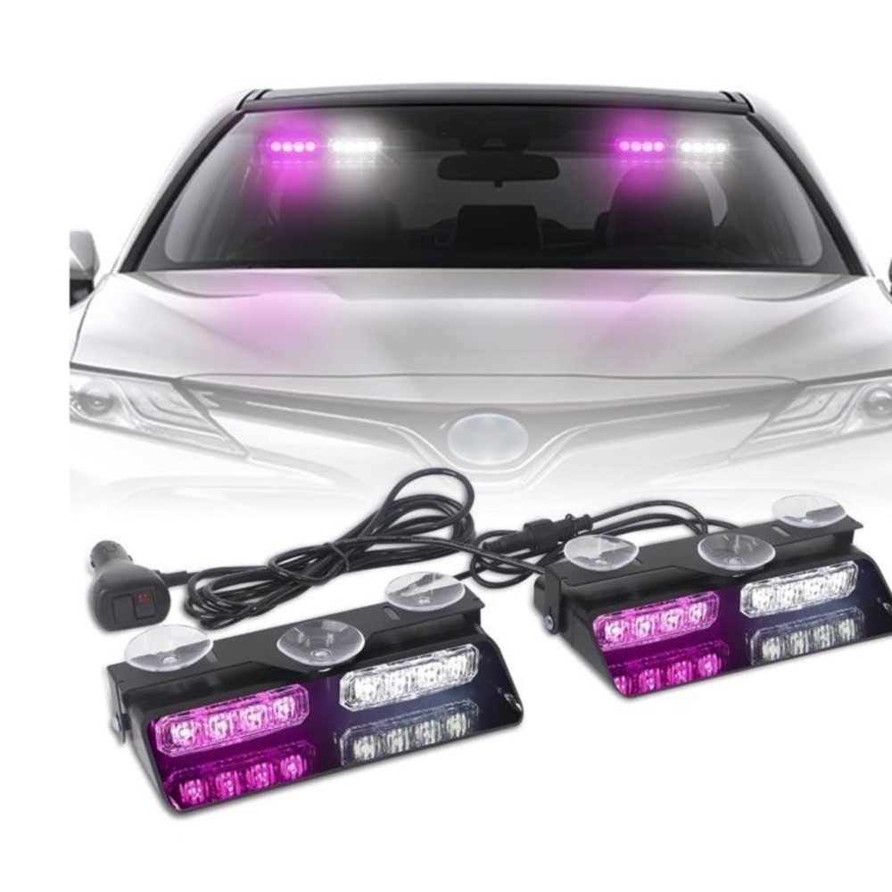 Tiannor Emergency Dash Strobe Lights Purple White Visor Windshield Flashing NIB